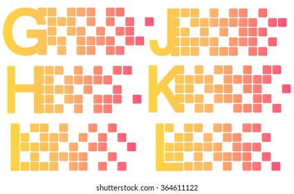 Mosaic latin alphabet set. Vector illustration