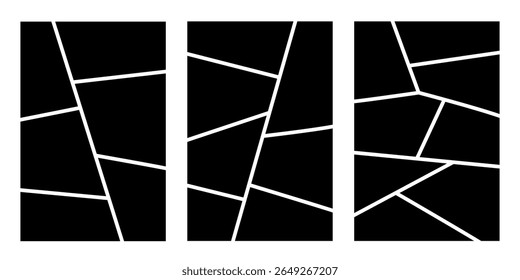 Mosaic layout and photo frame template for picture, collage, or image board. Ideal for a clean background, poster, or horizontal flyer. Great for storyboard, comic, or manga episode.