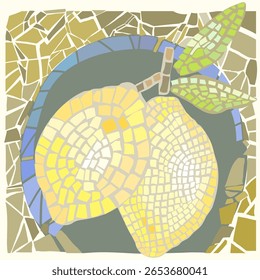 Mosaico limão, vetor, isolado. Simples em cores pastel. 