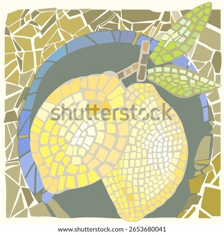 Mosaic lemons, vector, isolated. Simpel in pastel colors. 