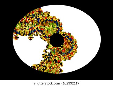 Mosaic letter O.