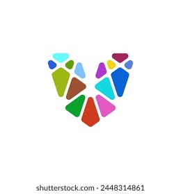 mosaic letter v colorful logo icon vector design