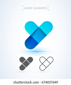Mosaic letter Y logo. Material design and origami style.