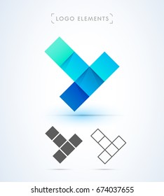 Mosaic letter Y logo. Material design and origami style.