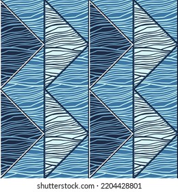 Mosaico de patrón lineal geométrico sin costuras. Ornamento decorativo de líneas abstractas. Diseño creativo a rayas para tela, impresión textil, papel envolvente, cubierta. Ilustración del vector