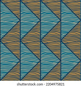 Mosaic of linear geometric seamless patern. Decorative abstract lines ornament. Creative striped design for fabric, textile print, wrapping paper, cover. Vector illustration
