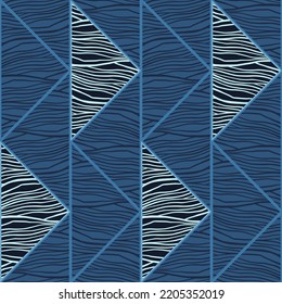 Mosaic of linear geometric seamless patern. Decorative abstract lines ornament. Creative striped design for fabric, textile print, wrapping paper, cover. Vector illustration