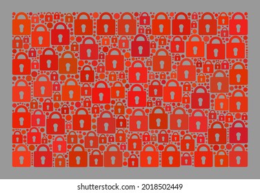 Mosaic locked red flag designed with lock elements. Vector mosaic straight red flag created for secret illustrations. Designed for political or patriotic propaganda.