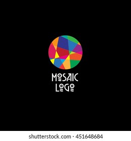 Mosaic Logo. Colored Circle On A Dark Background.