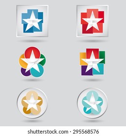 mosaic logo design with star element emboss and 3d effect