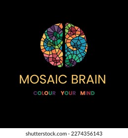 Mosaic logo with the image of a human brain