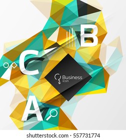 Mosaico de fondo abstracto de polos bajos con infografía - opciones de abc con texto. Fondo de plantilla de vector para diseño de flujo de trabajo, diagrama, opciones de número o diseño web