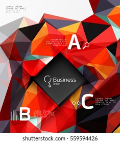 Mosaic low poly abstract background with infographics - abc options with text. Vector template background for workflow layout, diagram, number options or web design