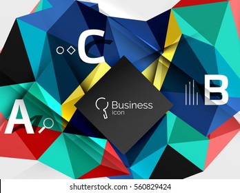 Mosaico de fondo abstracto de polos bajos con infografía - opciones de abc con texto. Fondo de plantilla de vector para diseño de flujo de trabajo, diagrama, opciones de número o diseño web