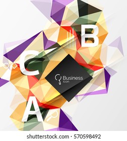Mosaico de fondo abstracto de polos bajos con infografía - opciones de abc con texto. Fondo de plantilla de vector para diseño de flujo de trabajo, diagrama, opciones de número o diseño web