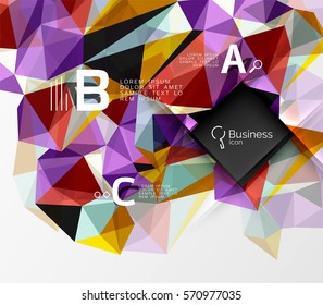 Mosaico de fondo abstracto de polos bajos con infografía - opciones de abc con texto. Fondo de plantilla de vector para diseño de flujo de trabajo, diagrama, opciones de número o diseño web
