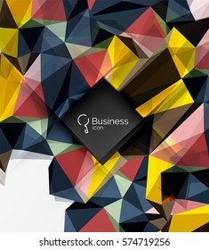 Mosaic low poly abstract background with infographics - abc options with text. Vector template background for workflow layout, diagram, number options or web design