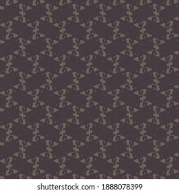 Mosaic made of patches in the shape of a parallelogram and some small marks. Pattern in shades of indigo.