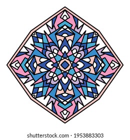 Mosaic mandala icon. Hand drawn and outline illustration of Mosaic mandala vector icon for web design