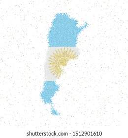 Mosaic map of Argentina with flag. Vector illustration.