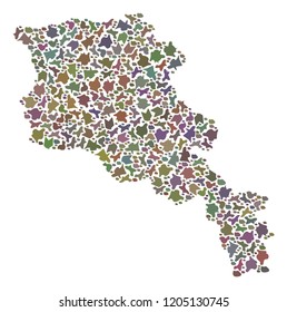 Mosaic map of Armenia designed with colored flat concretions. Vector pied geographic abstraction of map of Armenia.