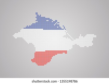 Mosaic map of Crimea in the colors of the flag