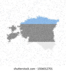 Mosaic map of Estonia using the national flag colors. Vector illustration.