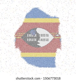Mosaic map of Eswatini with flag. Vector illustration.