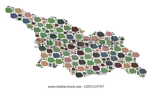 Mosaic Map Georgia Country Created Colored Stock Vector (Royalty Free) 1205114707