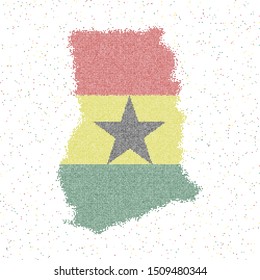 Mosaic map of Ghana with flag. Vector illustration.