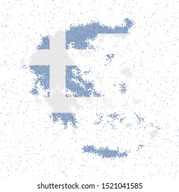 Mosaic map of Greece with its flag. Vector illustration.