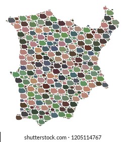 Mosaic map of Koh Samui formed with colored flat stones. Vector particolored geographic abstraction of map of Koh Samui.