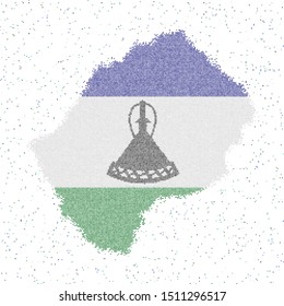 Mosaic map of Lesotho with national flag. Vector illustration.