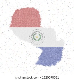 Mosaic map of Paraguay, designed with the national flag colors. Vector illustration.