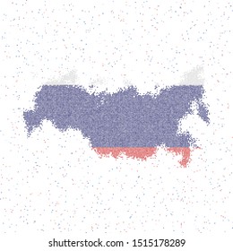 Mosaic map of Russia using the colors of its flag. Vector illustration.