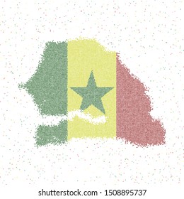 Mosaic map of Senegal, showing its flag colors. Vector illustration.
