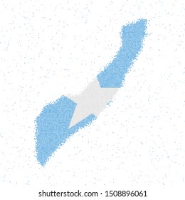 Mosaic map of Somalia, showing its flag colors.  A vector illustration.
