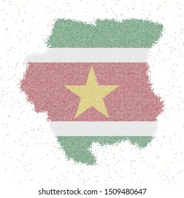 Mosaic map of Suriname with flag. Vector illustration.