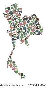 Mosaic map of Thailand designed with colored flat stones. Vector particolored geographic abstraction of map of Thailand.