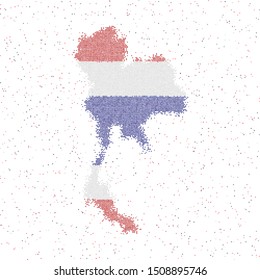 Mosaic map of Thailand with flag. Vector illustration.