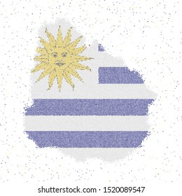 Mosaic map of Uruguay with flag. Vector illustration.