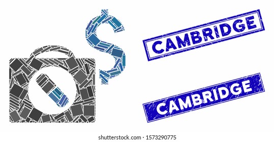 Mosaic medical business pictogram and rectangular Cambridge stamps. Flat vector medical business mosaic pictogram of scattered rotated rectangular elements.