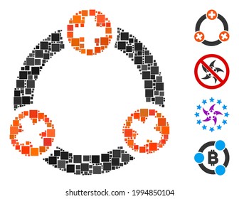 Mosaic Medical Collaboration Icon Organized From Square Items In Variable Sizes And Color Hues. Vector Square Items Are Combined Into Abstract Mosaic Medical Collaboration Icon. Bonus Icons Are Added.