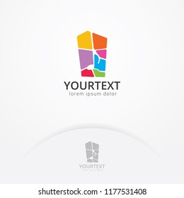 Mosaic melody logo design. Vector colorful logo of melody music, Symbol of creativity. Music store logo template