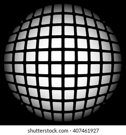 Mosaic, mesh of squares with salient, protuberant 3d distortion effect, fading 3d grid