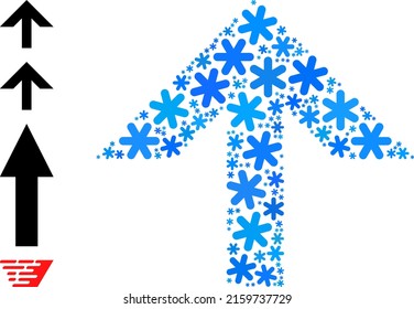 Mosaic Move Up Icon Is Designed For Winter, New Year, Christmas. Move Up Icon Mosaic Is Shaped Of Light Blue Snow Parts. Some Similar Icons Are Added.