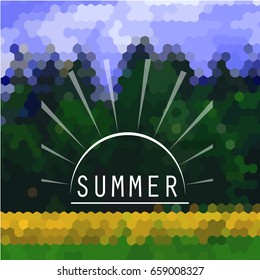 Mosaic nature summer. Vector