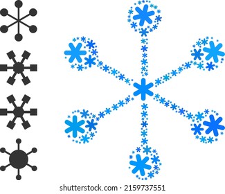 Mosaic net structure icon is combined for winter, New Year, Christmas. Net structure icon mosaic is designed from light blue snow. Some bonus icons are added.