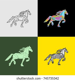 mosaic nft art work horse vector