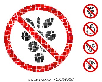 Icono de Mosaico Sin uvas diseñado a partir de objetos cuadrados en tamaños aleatorios y tonos de color. Los objetos cuadrados vectoriales están dispuestos en mosaico abstracto, ningún icono de uva. Se colocan iconos de bonificación.